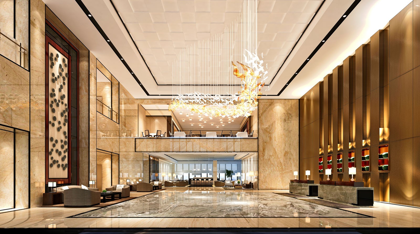 Hospitality Project Management showcased in a luxury hotel lobby featuring high-end FF&E procurement and expert architectural coordination.